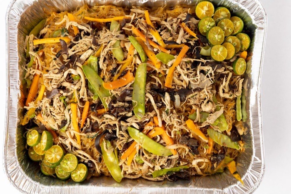 Filipino pancit, stir-fried noodles with vegetables